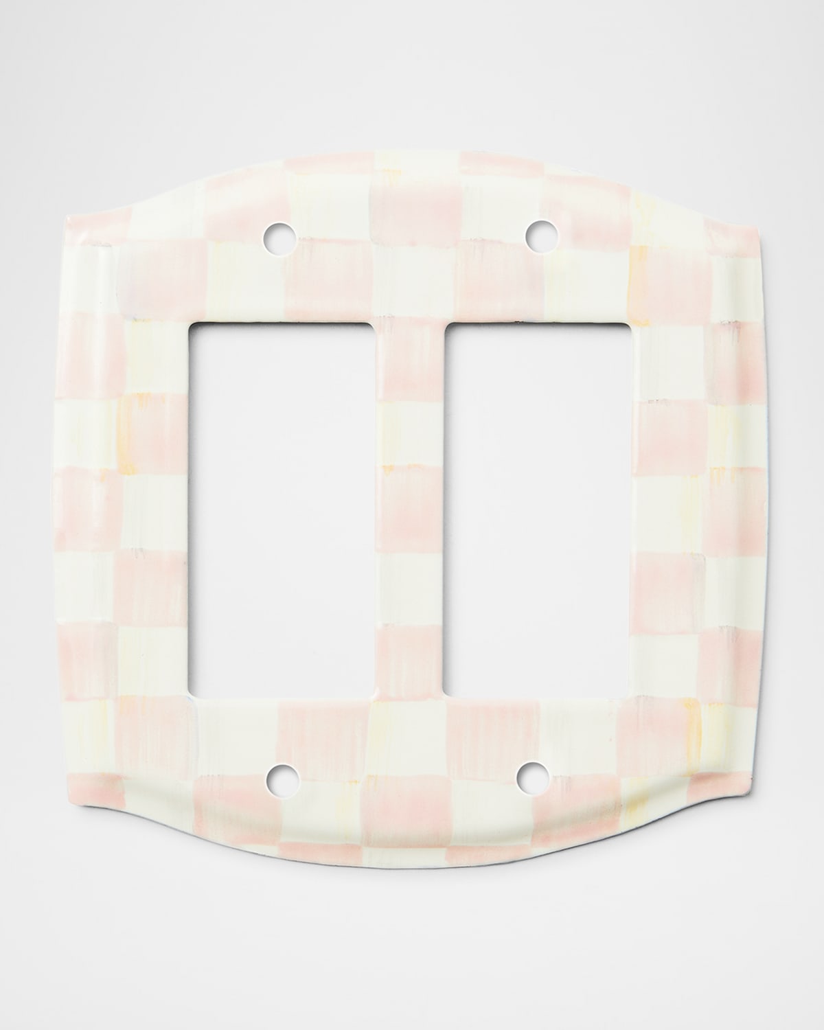 MACKENZIE-CHILDS ROSY CHECK DOUBLE ROCKER SWITCH PLATE