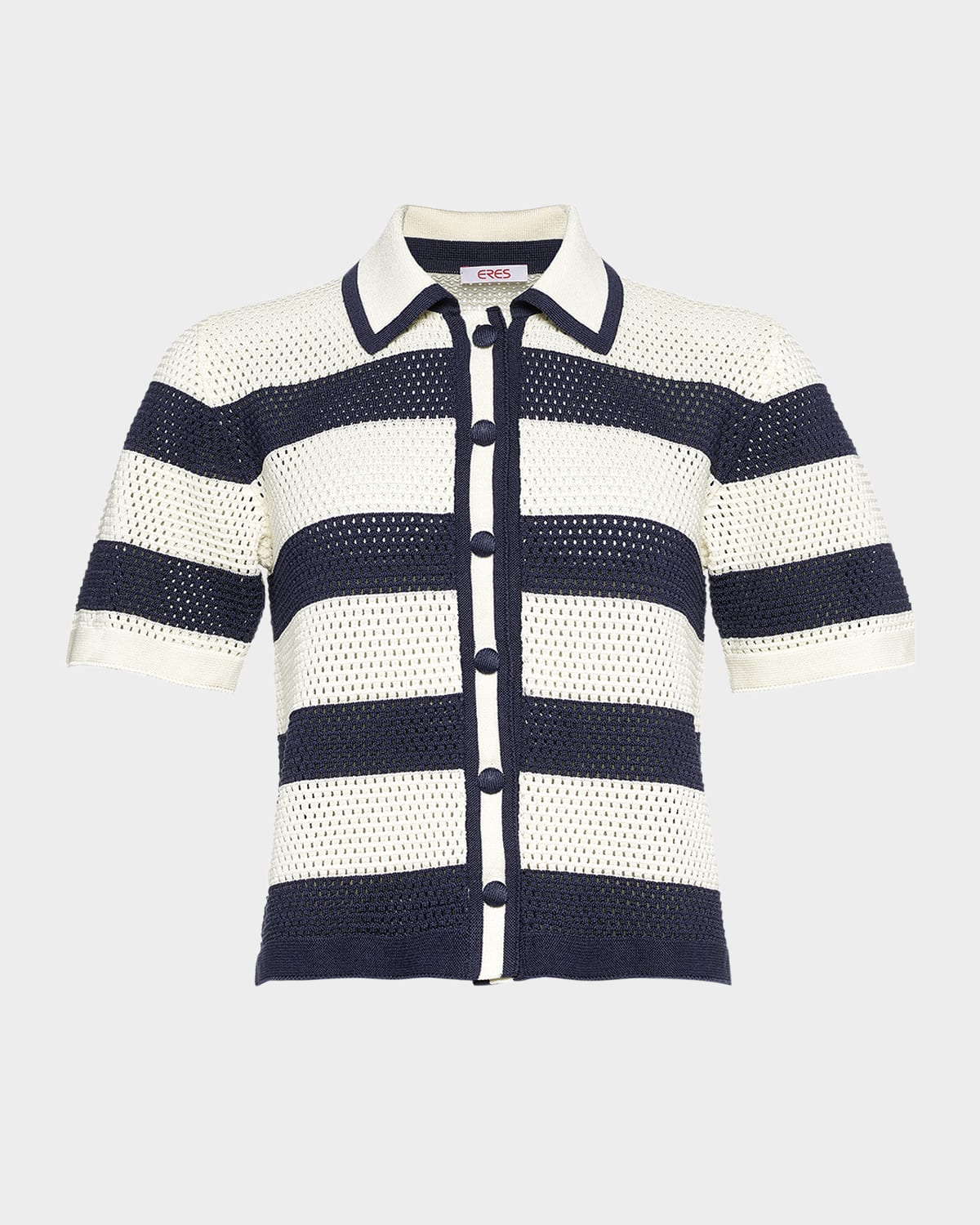 Shop Eres Mouette Striped Openwork Knit Top In Raye