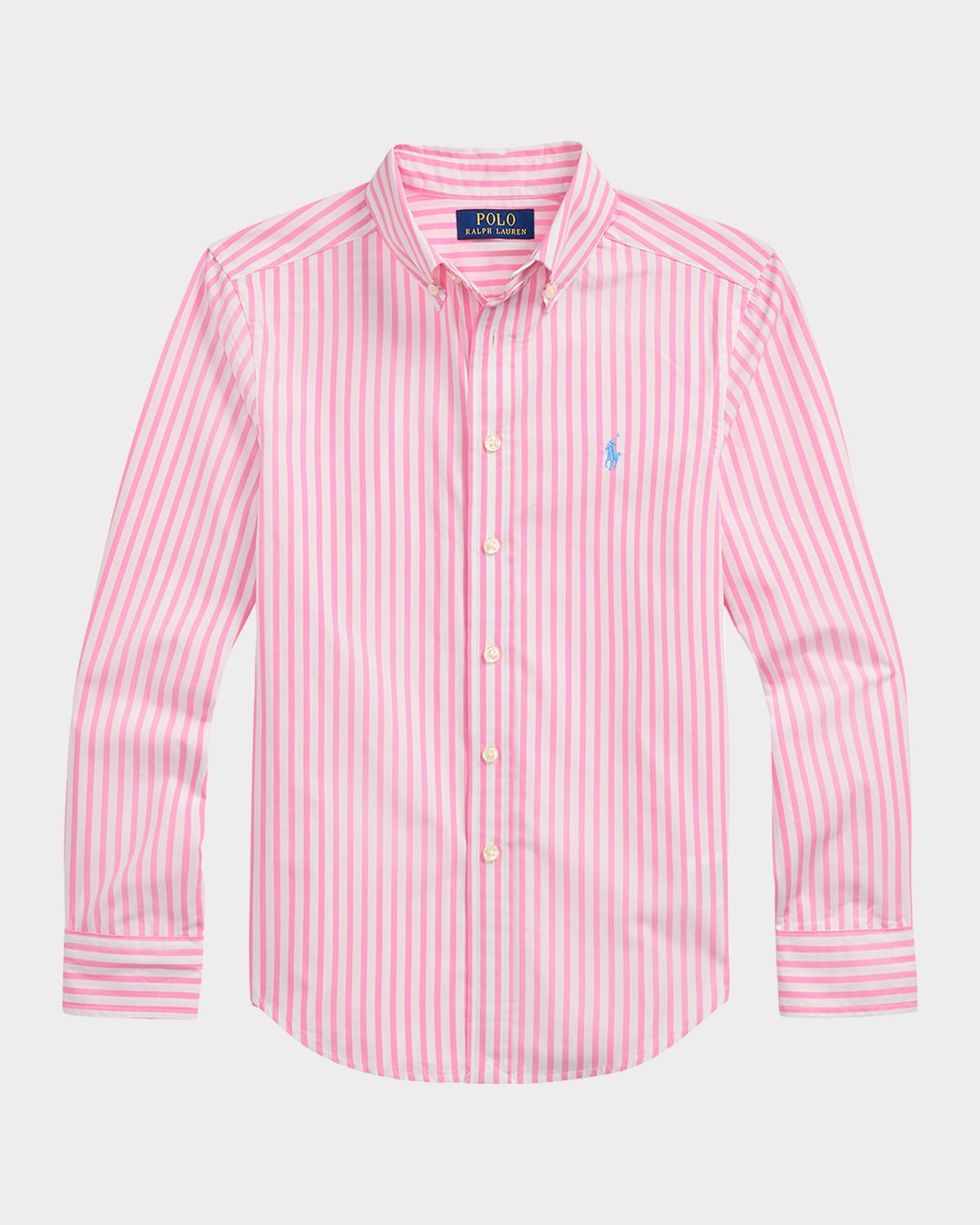 Polo Ralph Lauren Boy's Striped Sport Shirt W/ Embroidered Pony In Pink White