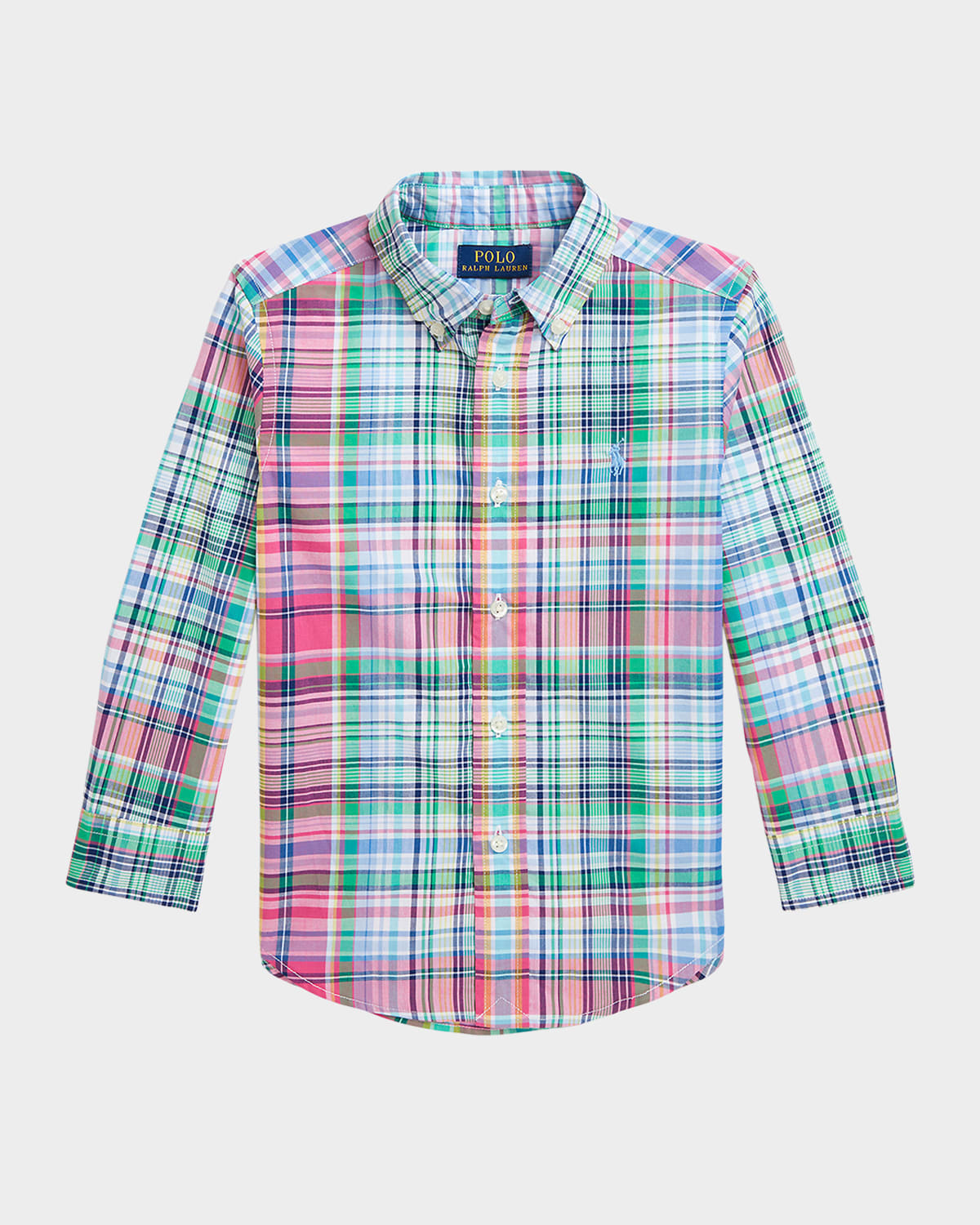 Polo Ralph Lauren Plaid Cotton Poplin Shirt In Pink Blue Multi