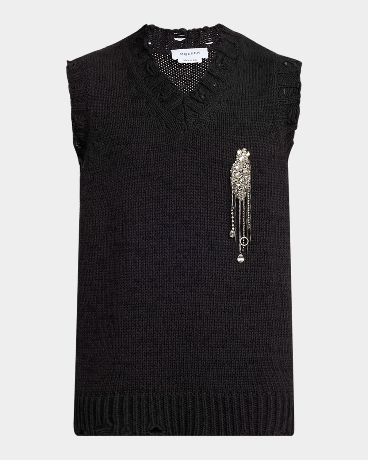 ALEXANDER MCQUEEN MEN'S SWEATER VEST WITH EMBELLISHED PATCH 