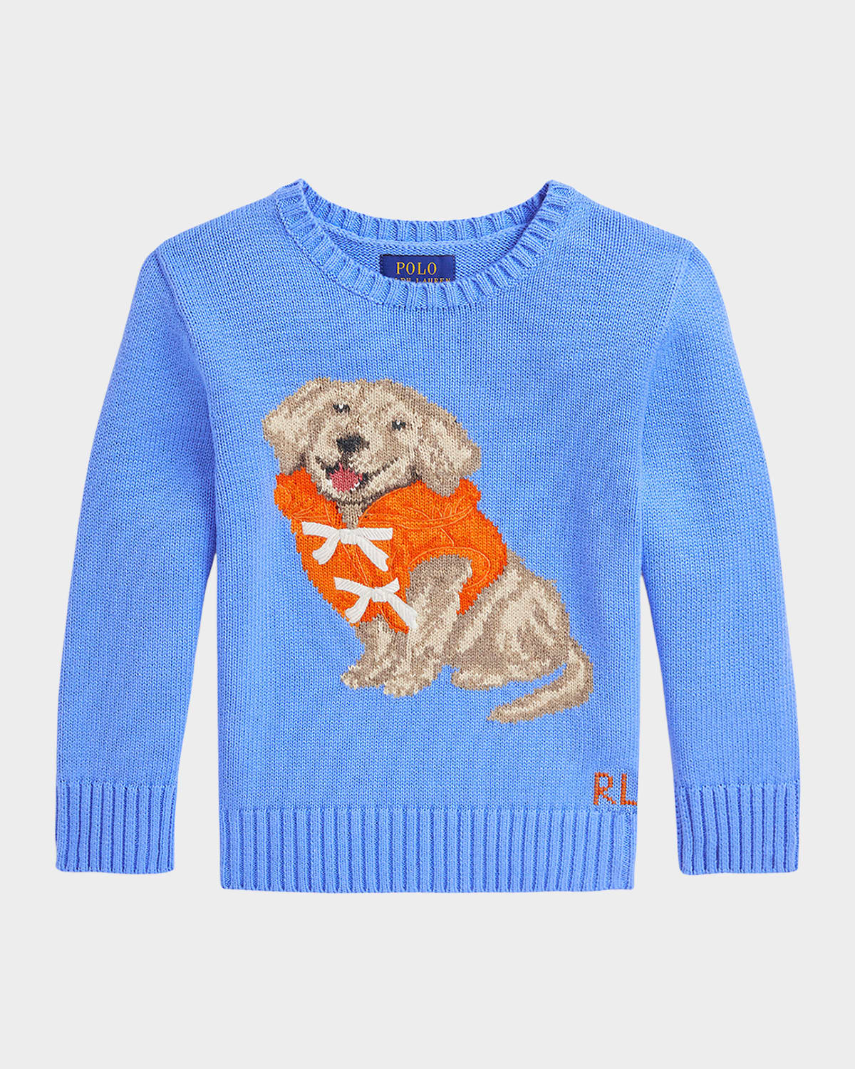 Polo Ralph Lauren Dog-intarsia Cotton Sweater In Harbor Island Blue
