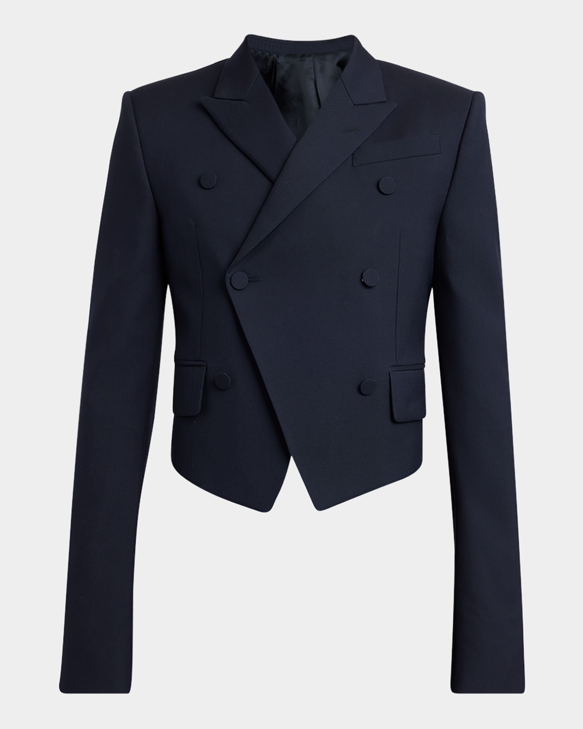 Alexander Mcqueen Mcqueen Shrunken Wool Blazer In Navy
