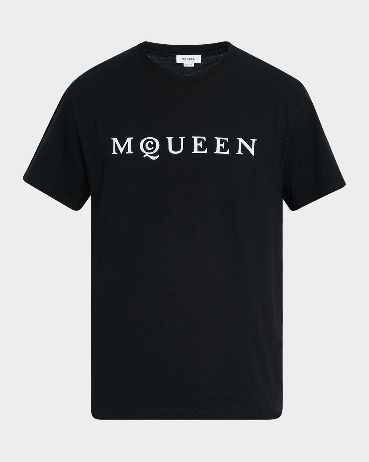 Shop Alexander Mcqueen Men's Flocked Logo T-shirt In Black/whit