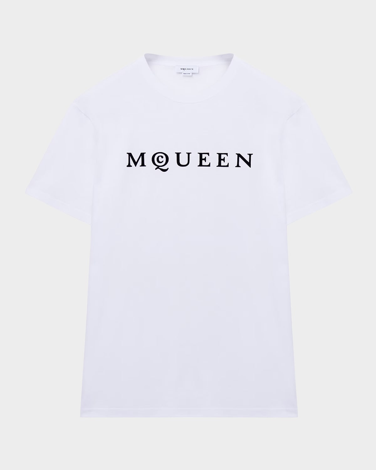 Alexander Mcqueen Men White Crewneck T-shirt With Logo Lettering On The Front In Cotton Man In White