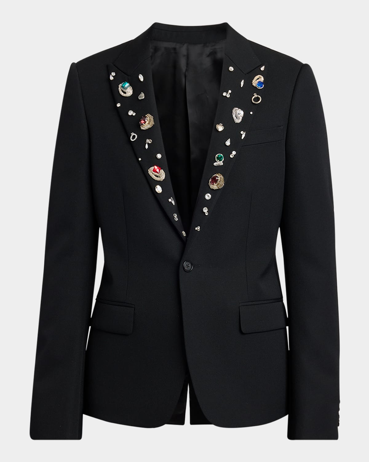 Alexander Mcqueen Men's Crystal Barathea Wool Reverse Jacket In Black