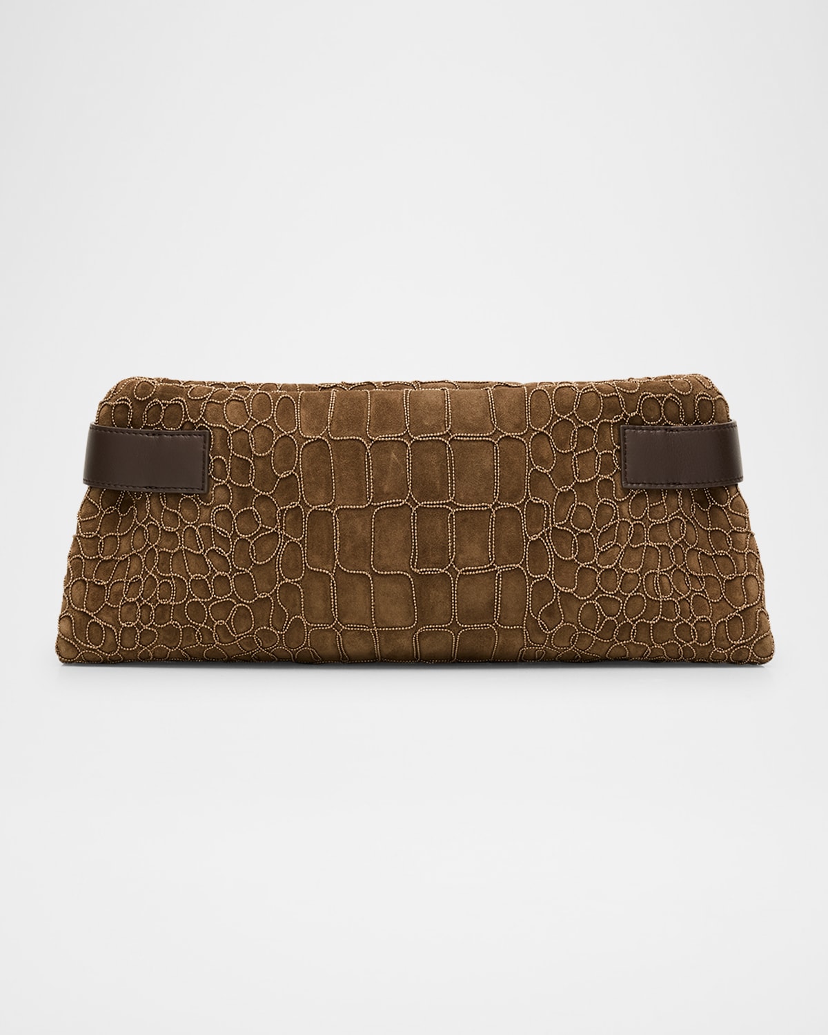 Brunello Cucinelli Essense Bead-embroidered Suede Clutch Bag