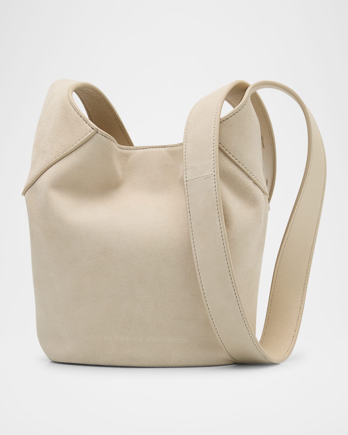 Brunello Cucinelli Structured Small Suede Bucket Bag