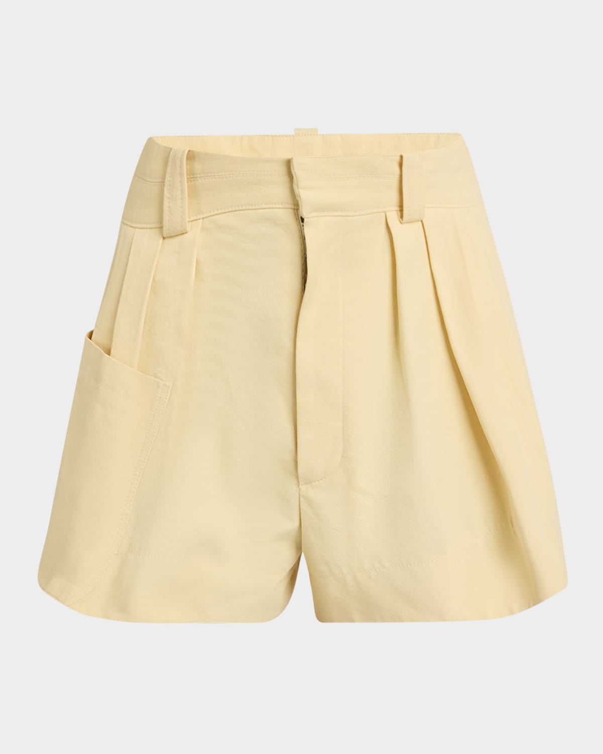 Chloé Pleated Mini Canvas Shorts