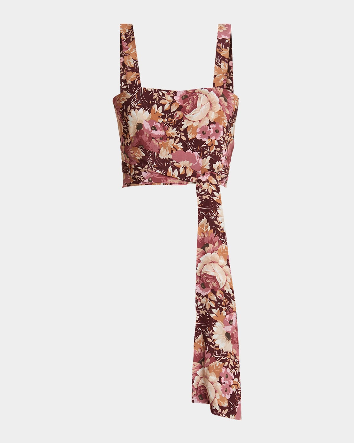 Chloé Rose Print Cropped Silk Top In Maroon Pink