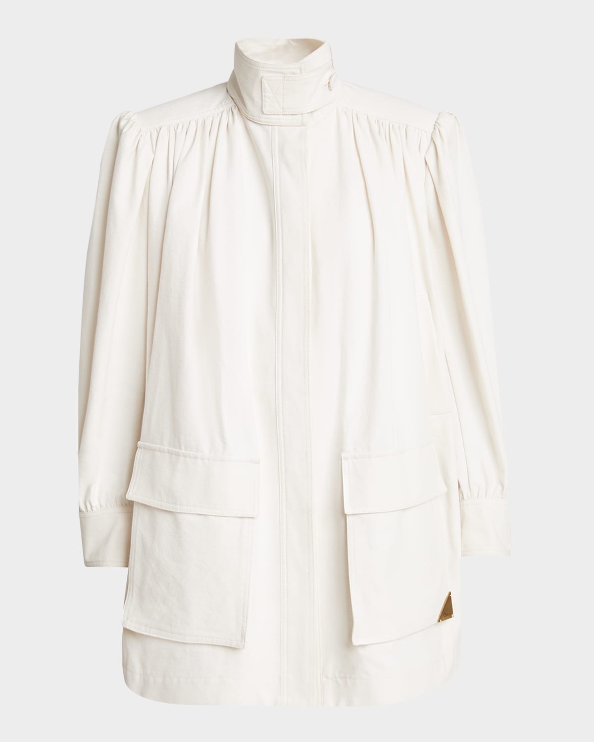 Chloé Puff-sleeve Cotton Canvas Utility Jacket In Tender Pink
