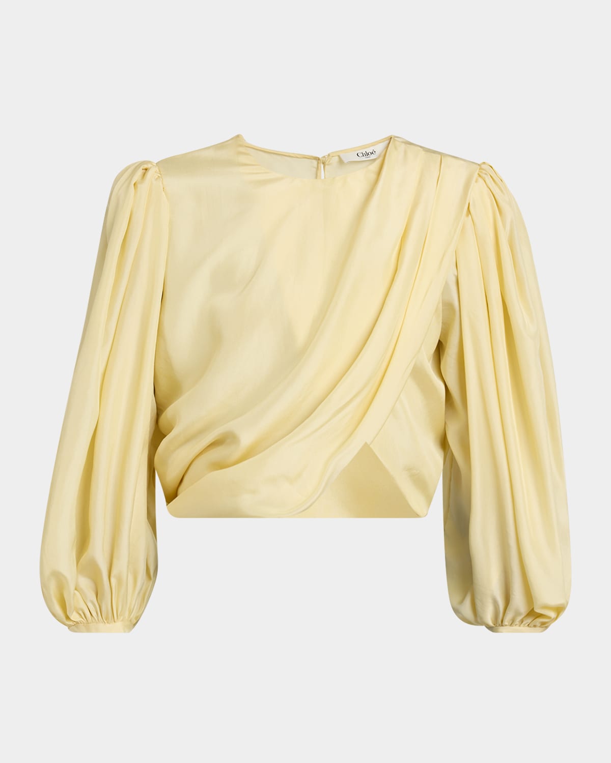 Shop Chloé Draped Cropped Top In Powder Yellow