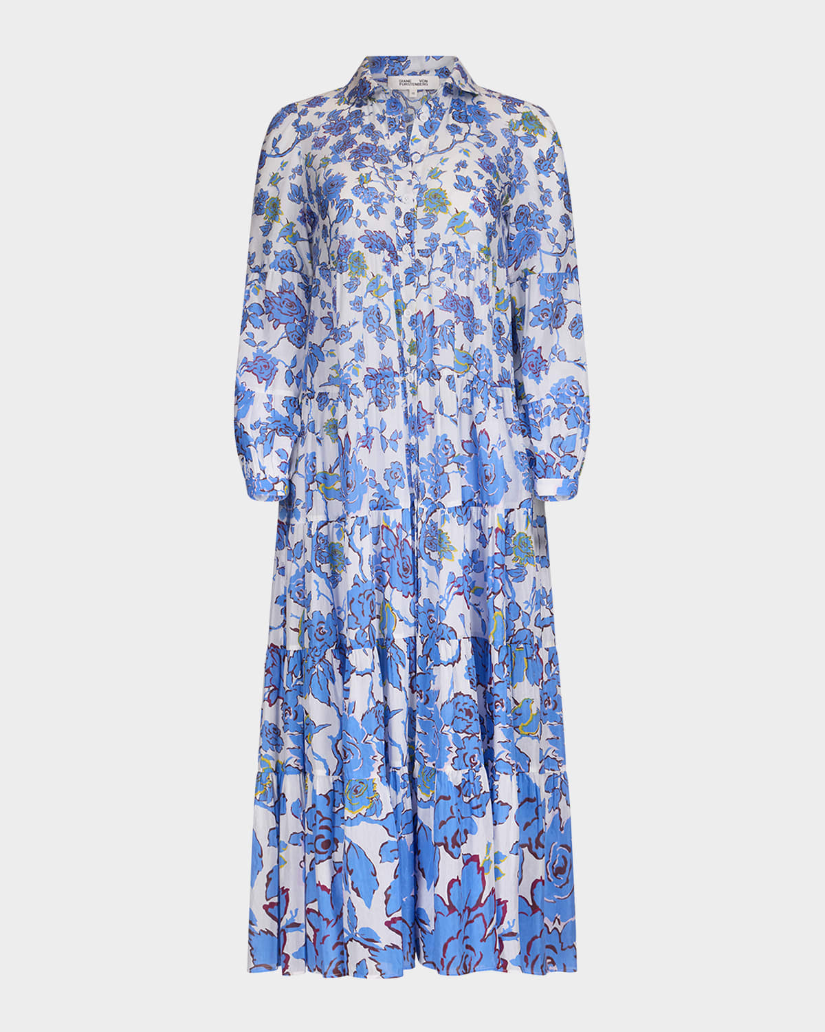 Diane Von Furstenberg Kiara Tiered Floral-print Midi Dress In China Vine Degrade