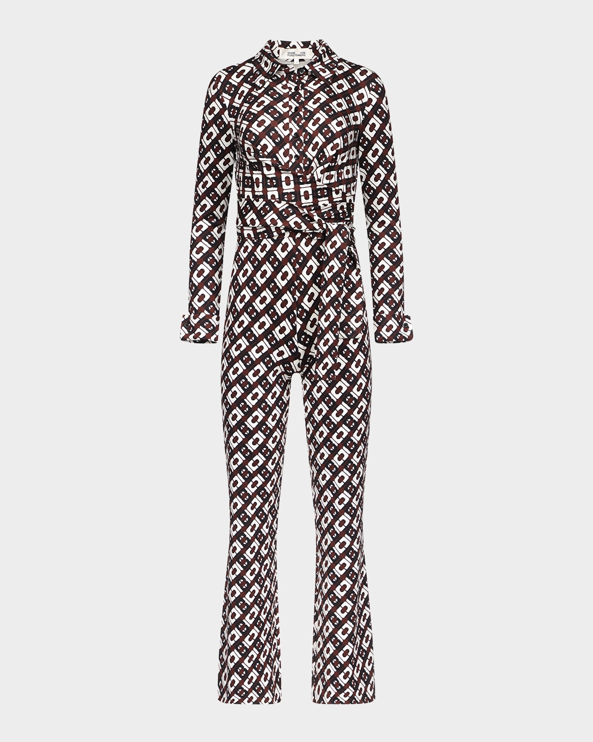 Michele Flared Geometric-Print Jumpsuit