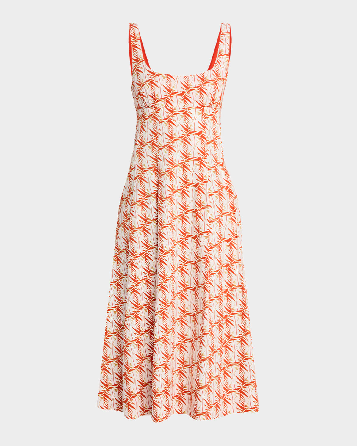 Diane Von Furstenberg Thalia Sleeveless Scoop-neck Midi Dress In Palm Geo Orange