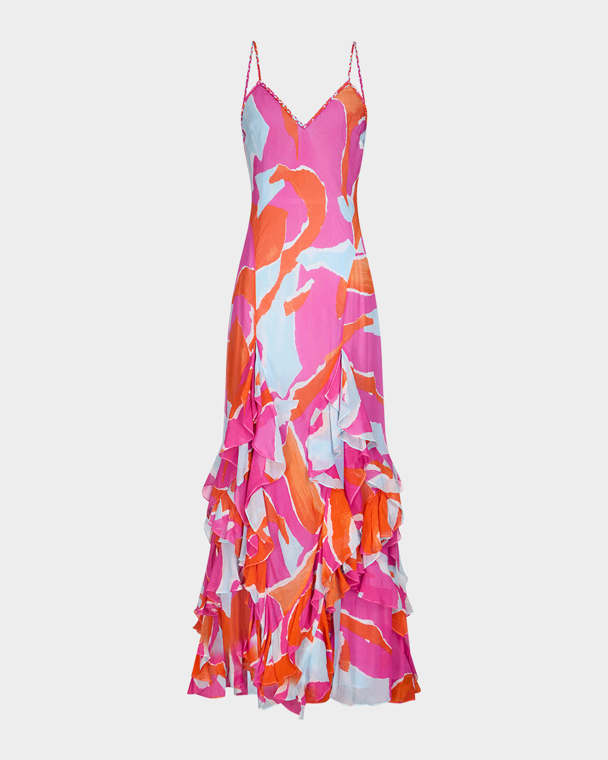 Diane von Furstenberg Stella Abstract-Print Ruffle Maxi Dress