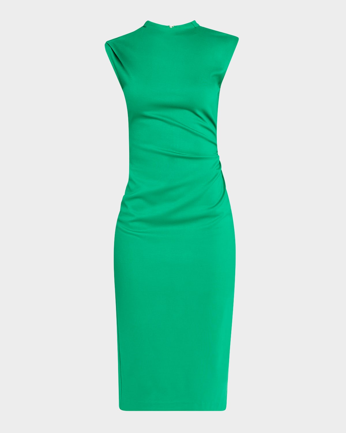 Diane Von Furstenberg Darrius Ruched Mock-neck Midi Dress In Signature Green