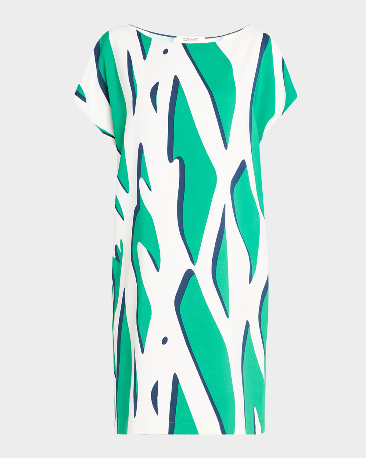 Diane Von Furstenberg Cora Dolman-sleeve Mini Shift Dress In Shadow Twiggs Giant Green