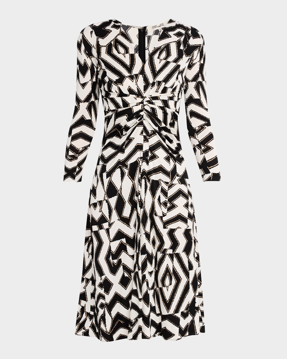Diane von Furstenberg Jerome Pleated Geometric-Print Dress