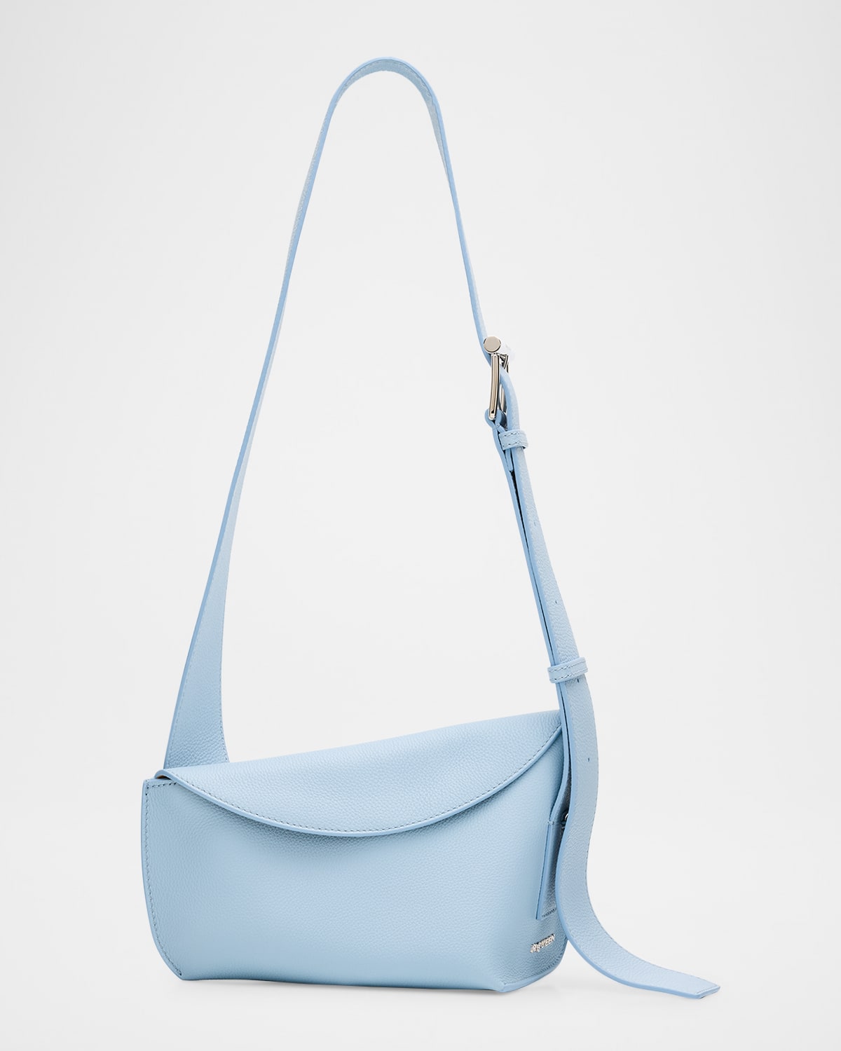 Alexander Mcqueen Sling Leather Crossbody Bag In Shirting Blue Silver