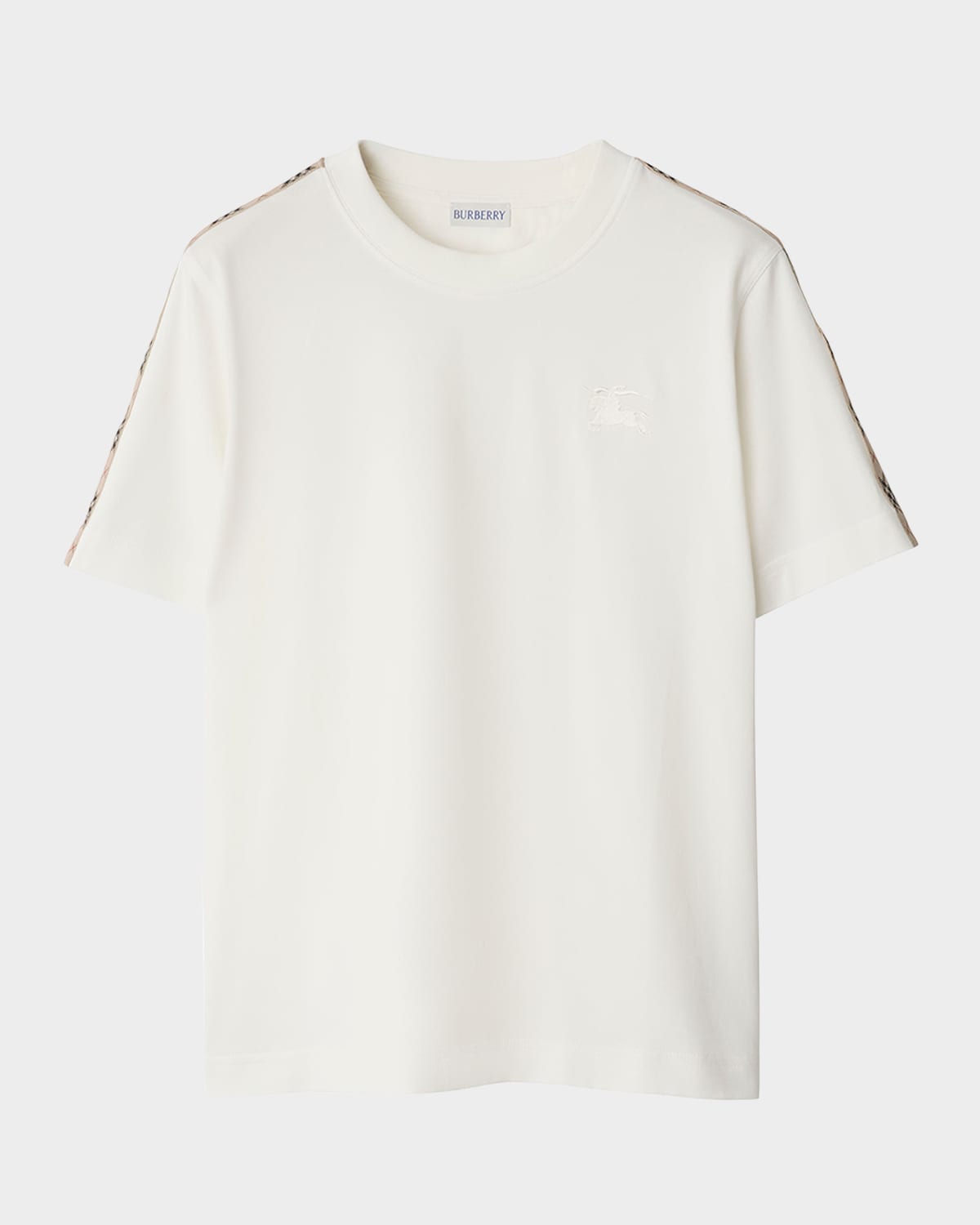 Burberry White Cotton Check Trims T-shirt In White