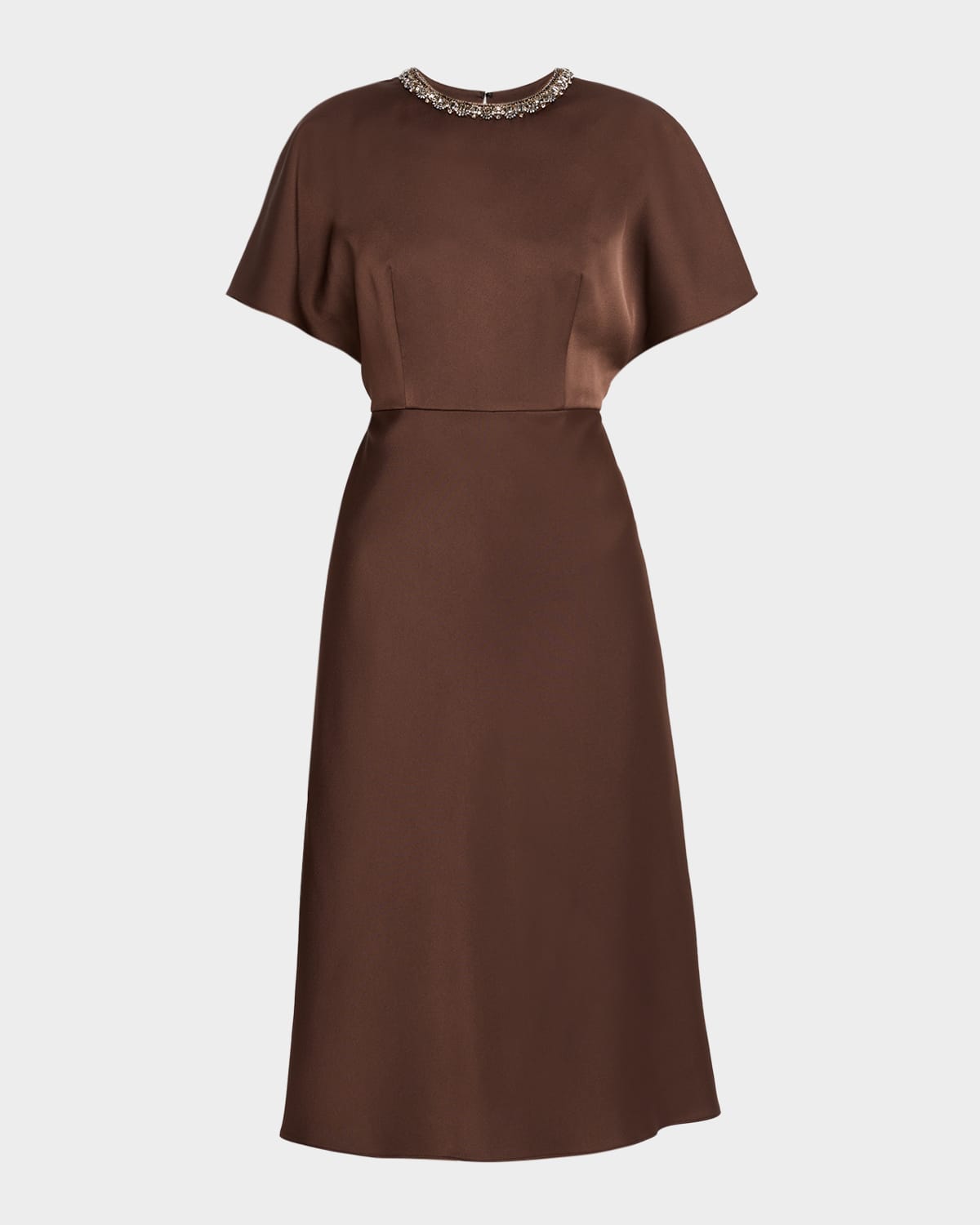 Aidan Mattox Crystal-Embellished Crepe Back Satin Midi Dress