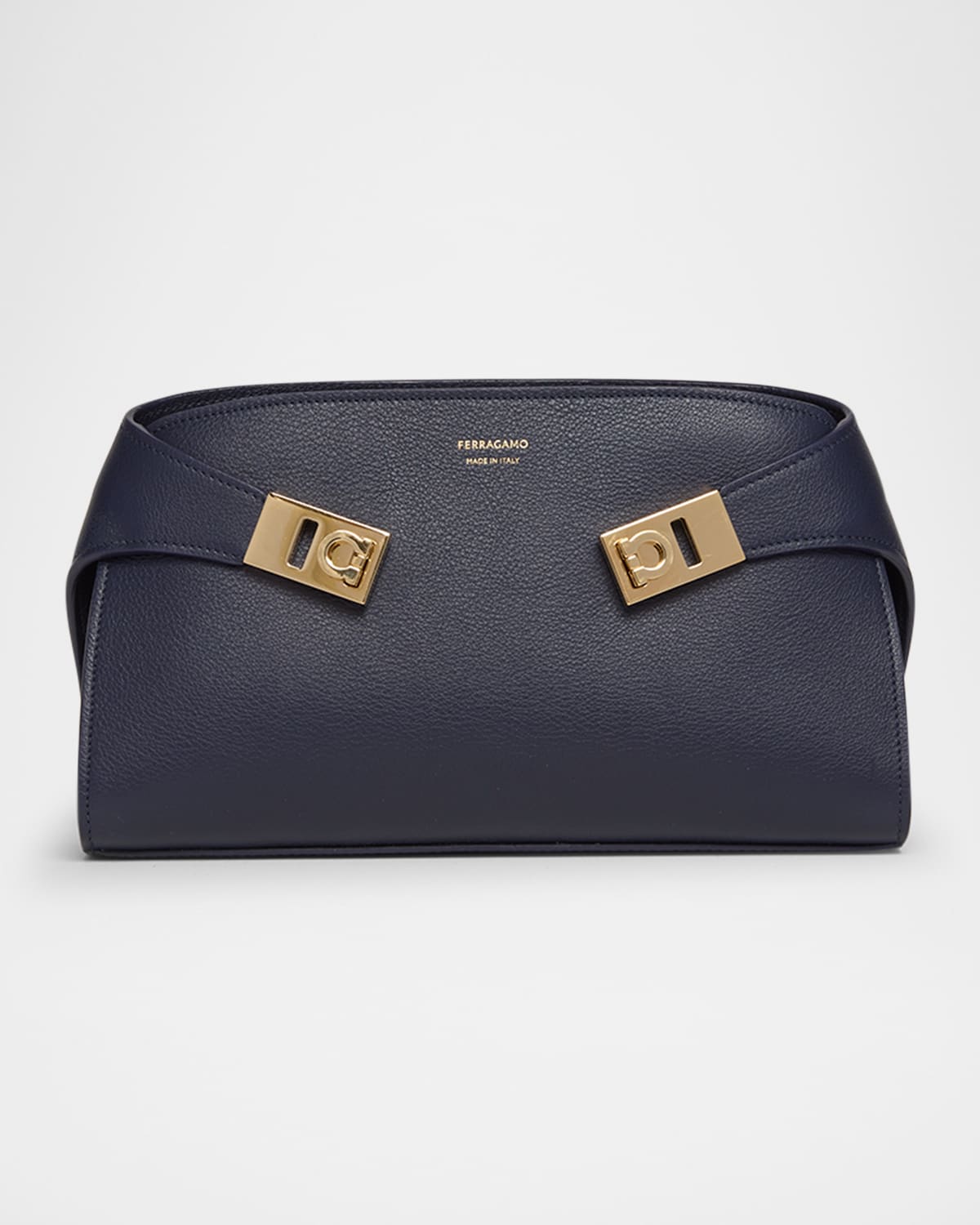 Ferragamo Mini Crossbody Bag With Gold Gancini Buckle In Blue