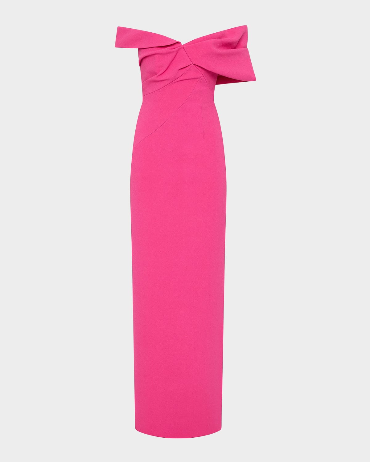 Rachel Gilbert Melody Draped Off-the-shoulder Column Gown In Hot Pink