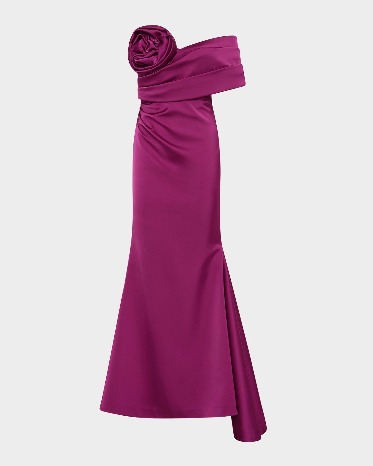 Rachel Gilbert Edan Rosette Off-the-shoulder Trumpet Gown In Magenta