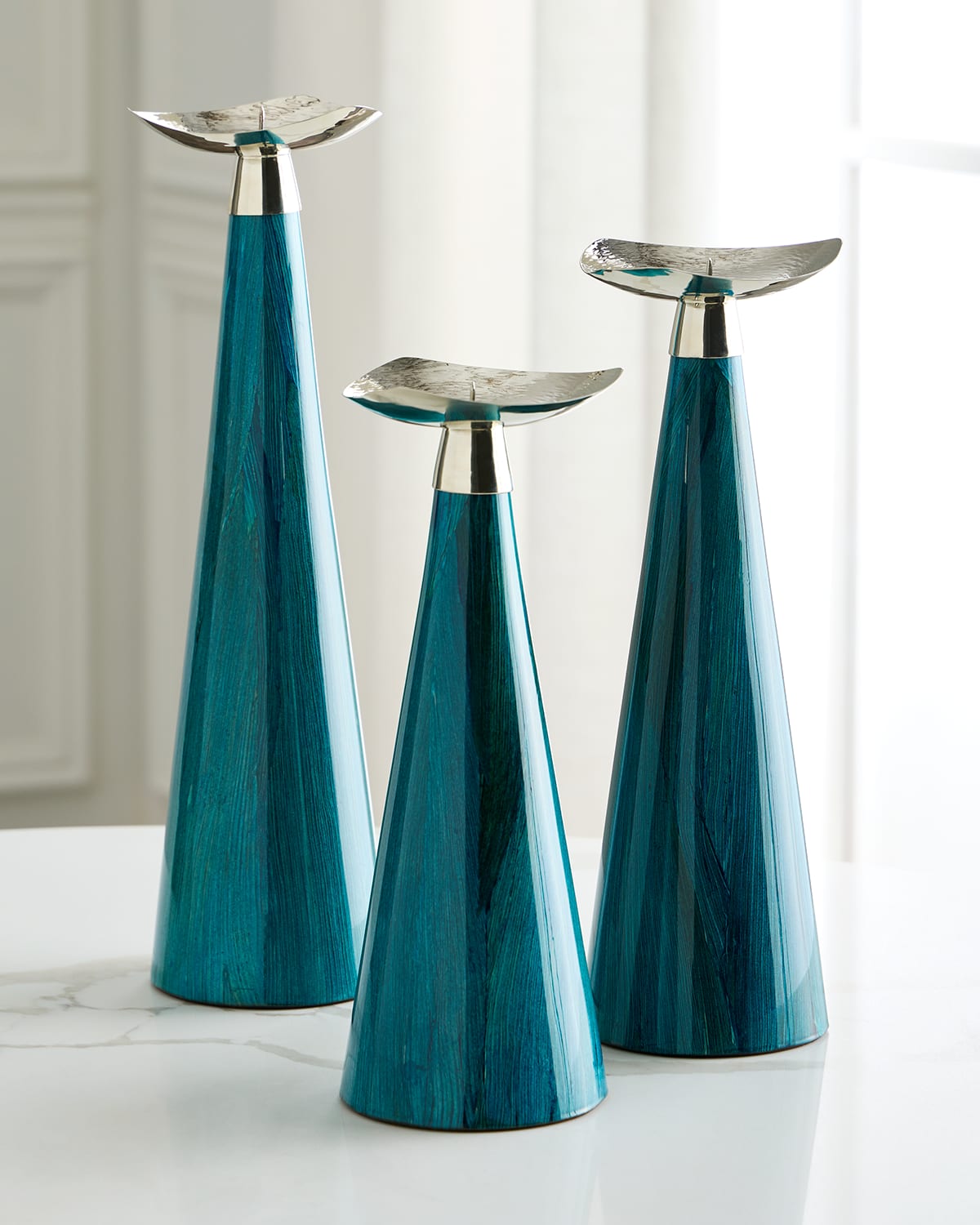 Ladorada Blue Maize Candleholder Trio In Blue Maize