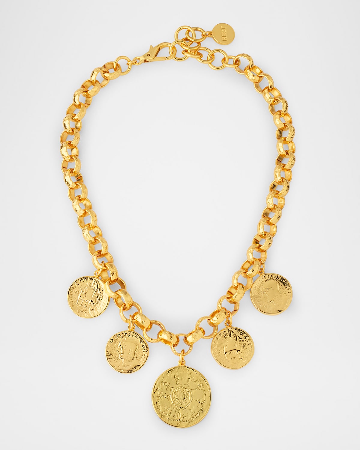 Coin Drop Rolo Chain Necklace