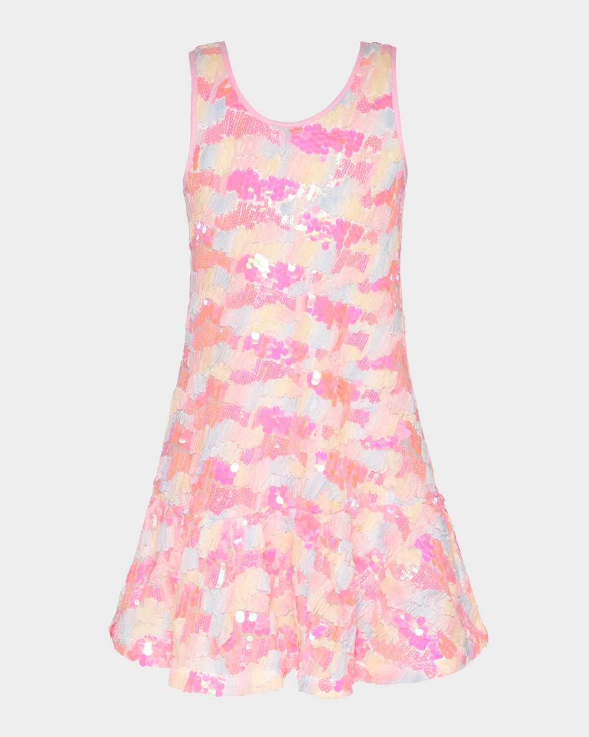 Shop Hannah Banana Girl's Multicolor Sequin Tank Dress In Pink Multi