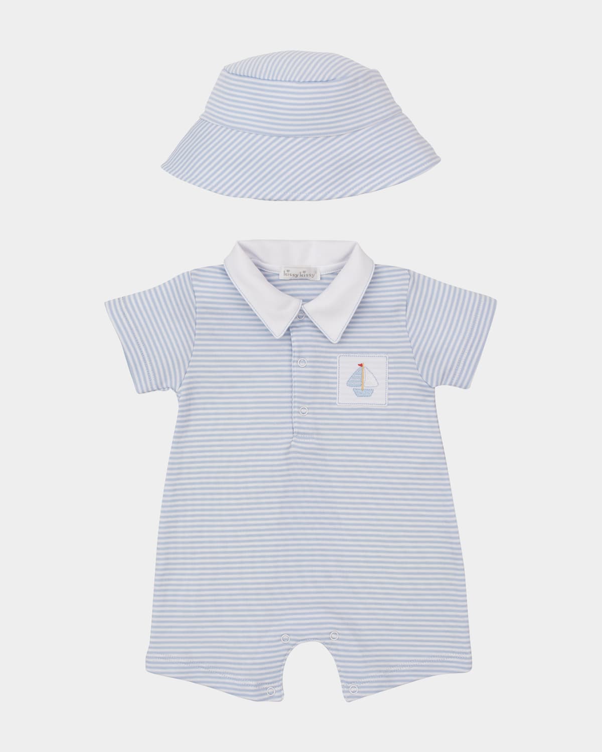 Kissy Kissy Boy's Saturday Regatta Striped Short Playsuit In Light Blue