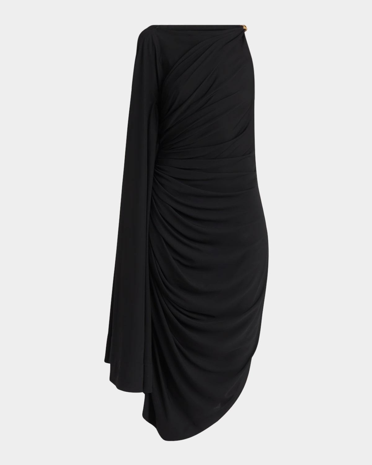 BOTTEGA VENETA FROG DRAPED MATTE VISCOSE JERSEY CAPE DRESS 