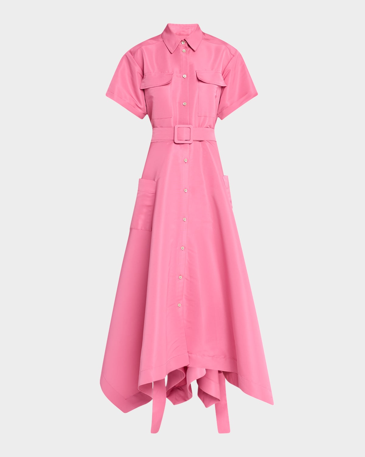 Bibhu Mohapatra Camellia Belted Faille Trench Maxi Dress