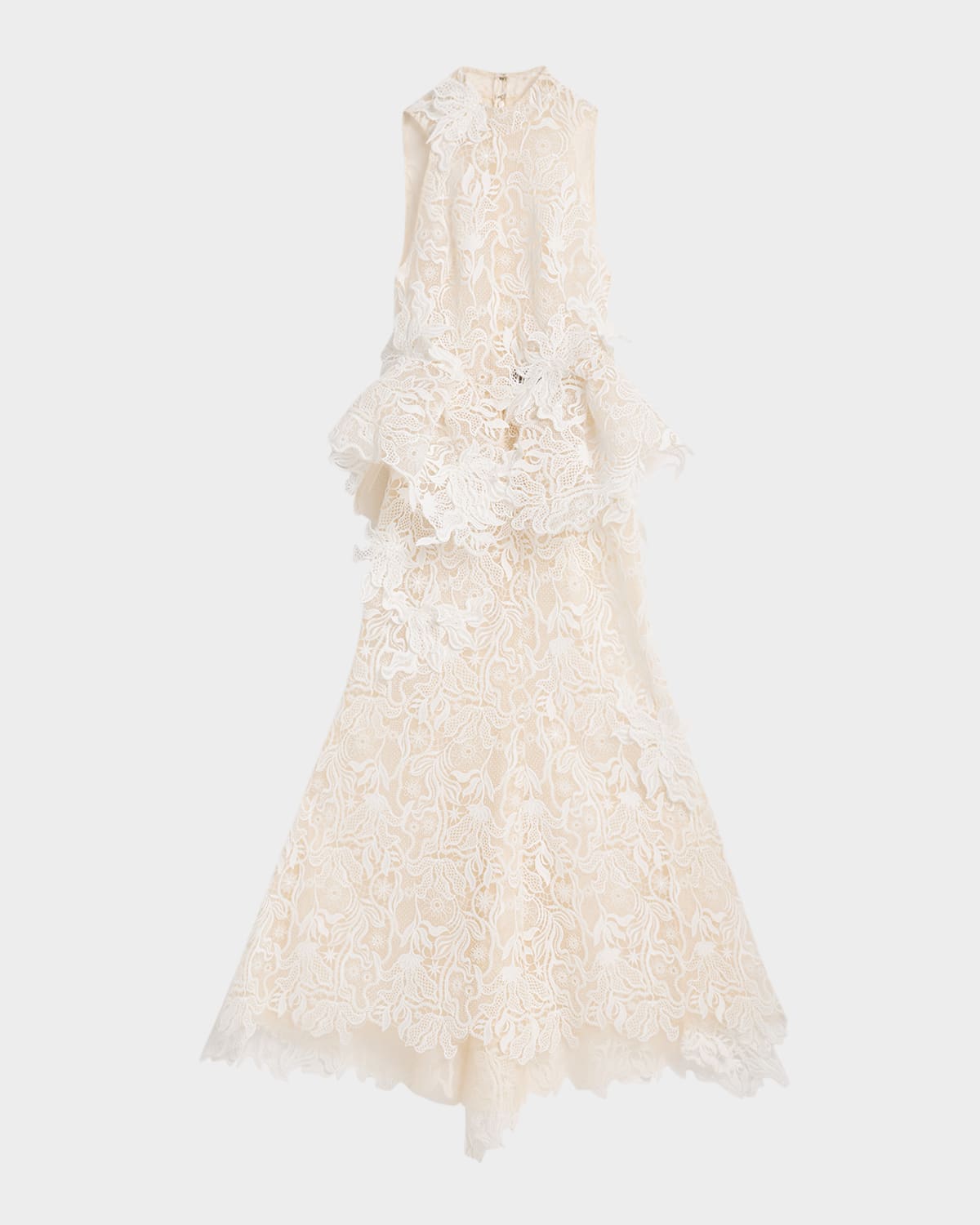 Bibhu Mohapatra Nomad High-low Floral Lace Halter Gown