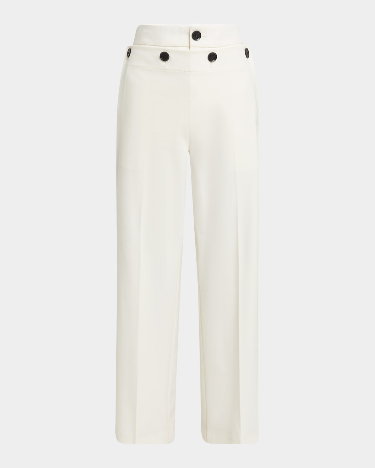 Proenza Schouler Oliver Button Straight-leg Wool Gabardine Pants In Off White