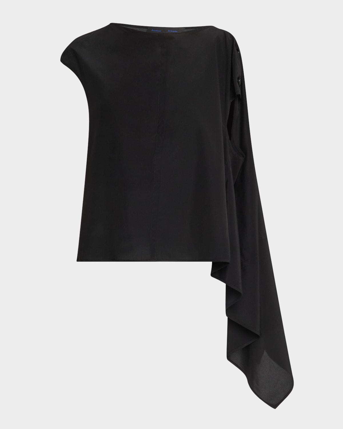Shop Proenza Schouler Ondine Buttoned Shoulder-drape Top In Black