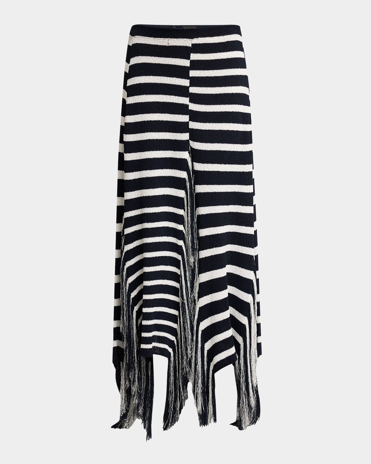 Proenza Schouler Yves Stripe Fringed Cotton Knit Skirt In Navy Multi