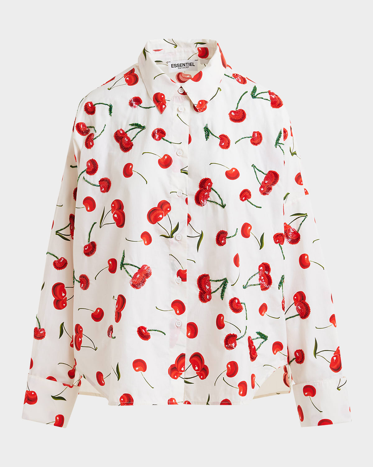 Essentiel Antwerp Herfst Embellished Cherry Button-front Shirt