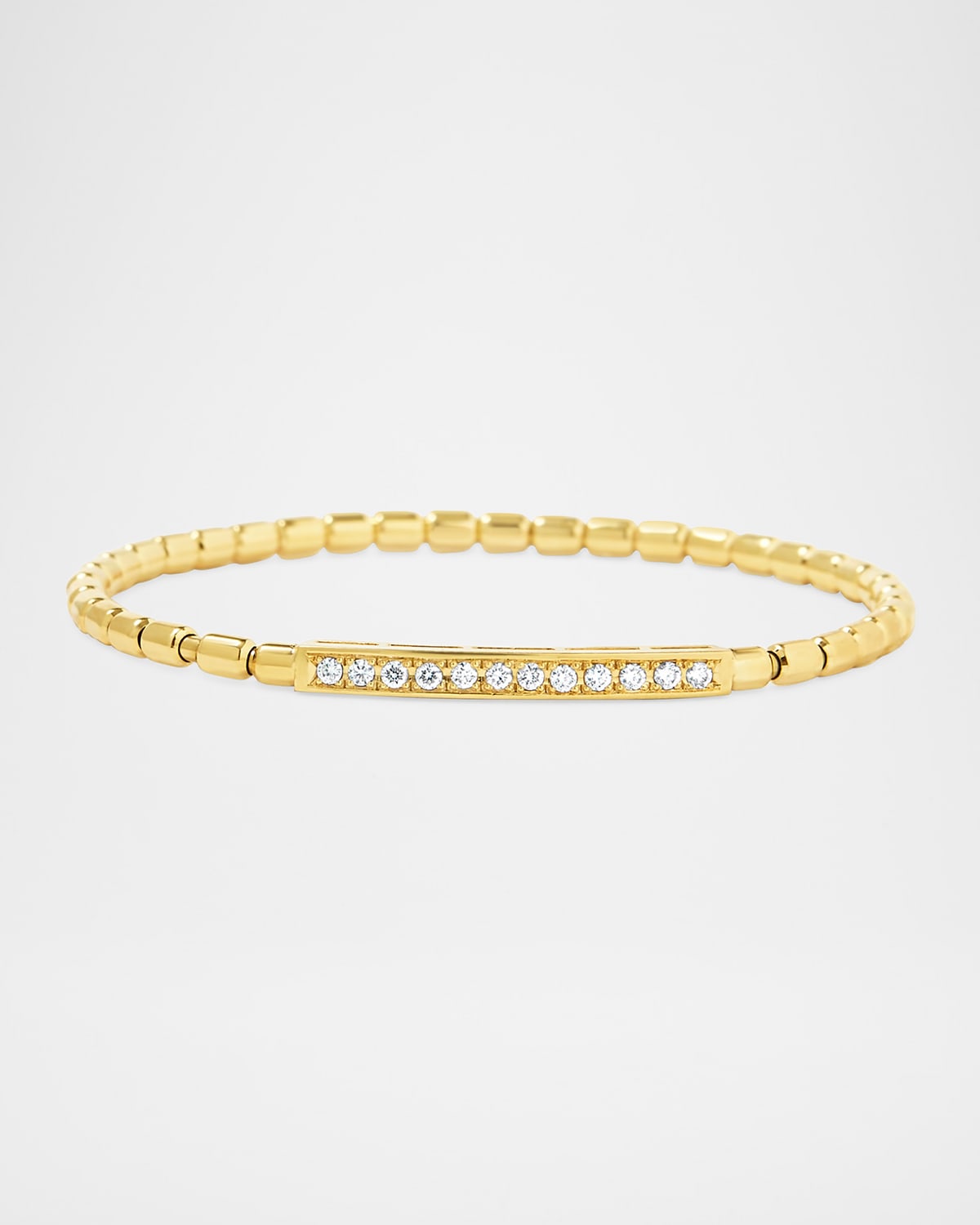 18K Yellow Gold Diamond Bar Stretch Bracelet, 7"L