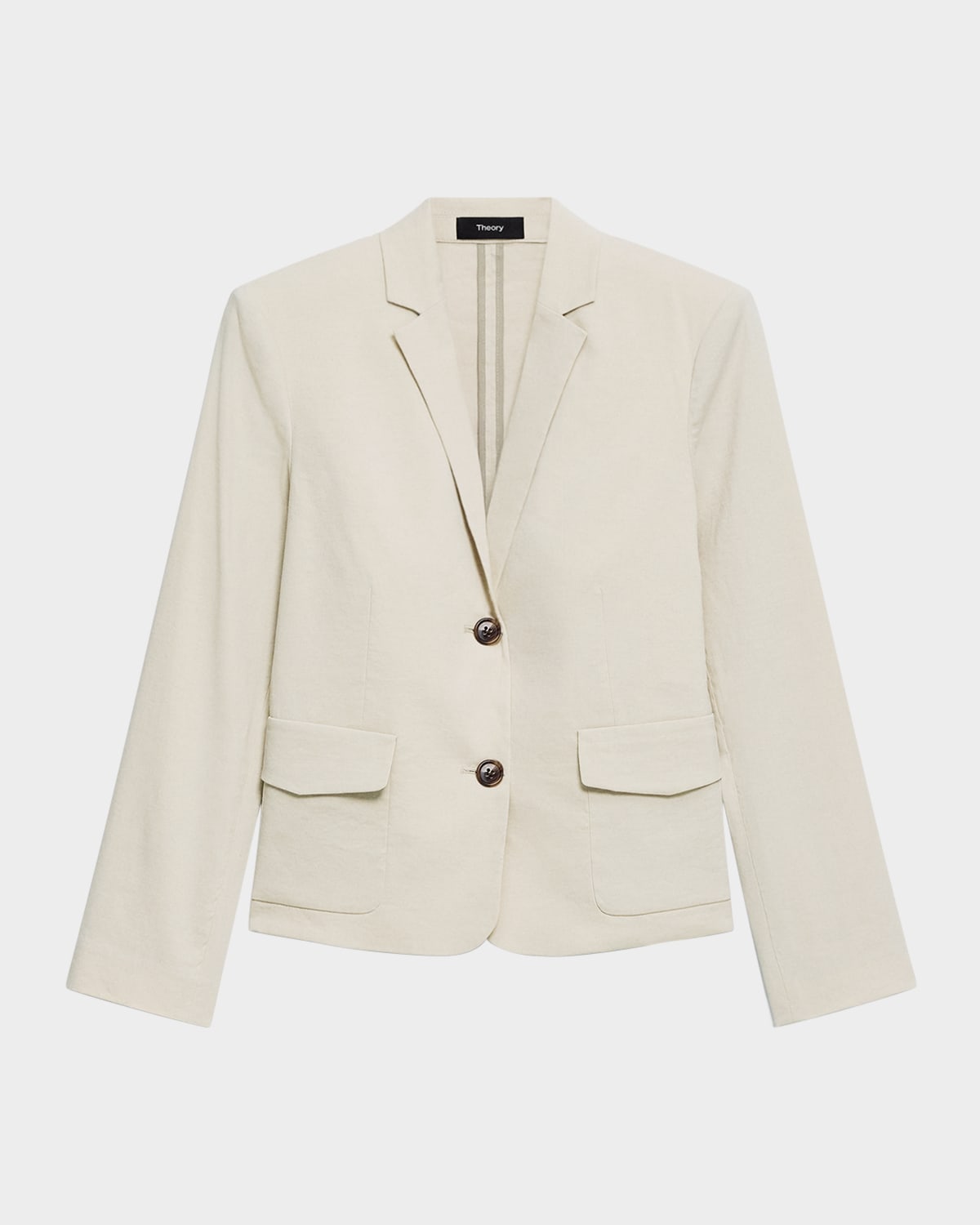 Theory Shrunked Crop Linen Blend Blazer In Straw