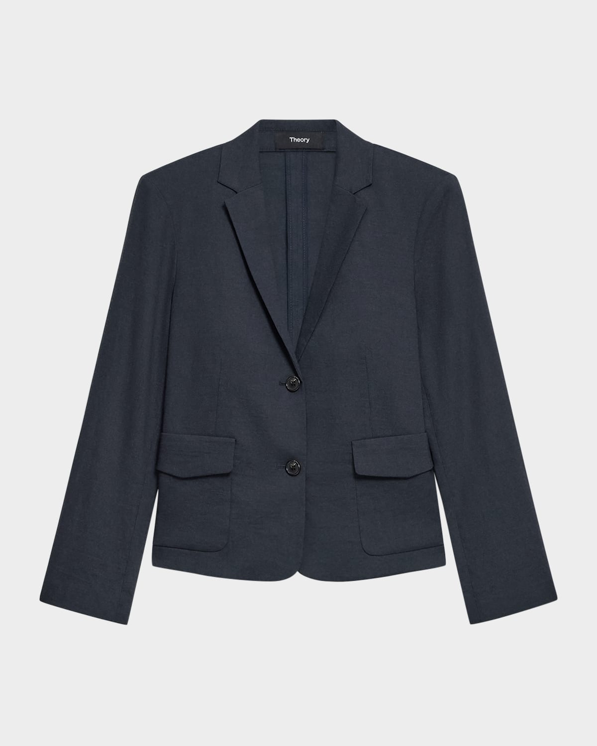 Theory Shrunked Crop Linen Blend Blazer In Concord
