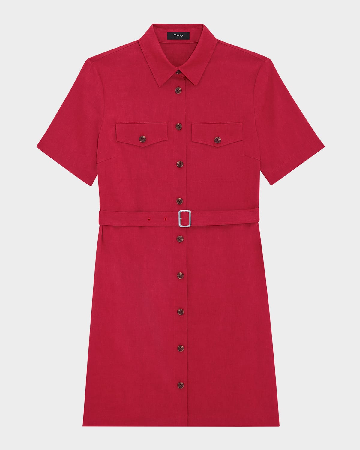 THEORY CRUNCH LINEN MILITARY SHIRTDRESS 