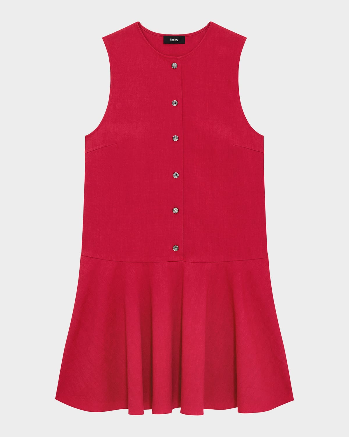 Drop-Waist Crunch Linen Mini Dress