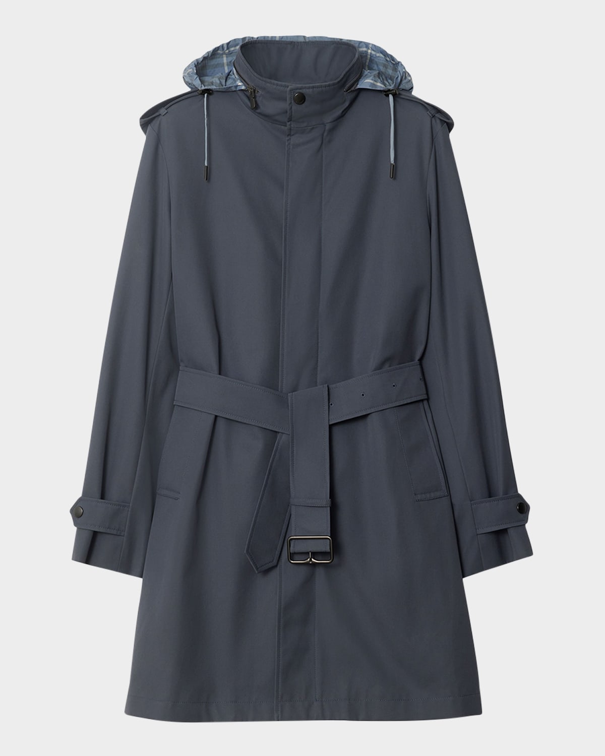 Men's Gabardine Trench Coat with Hood
