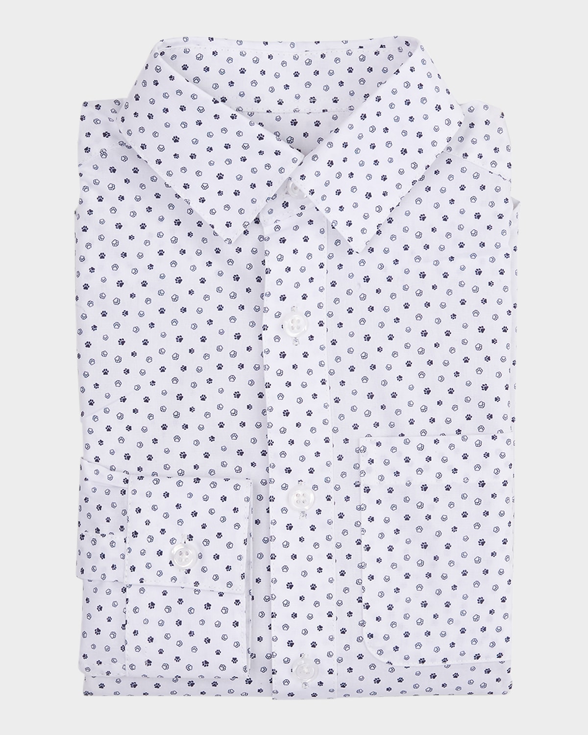 Appaman Boy's Micro Paw-print Standard Shirt In Paw Prints