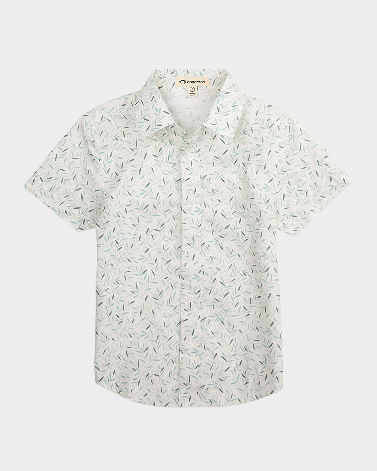 Appaman Boy's Day-party Printed Button Down Shirt In Micro Greens