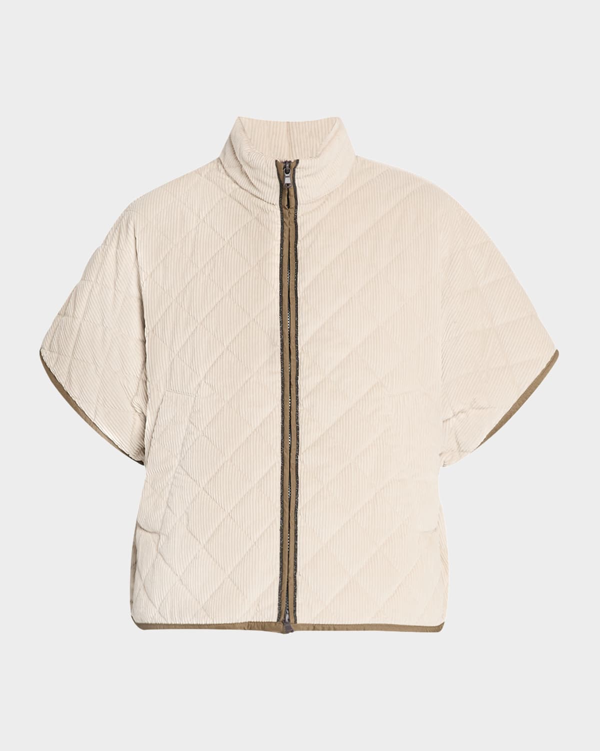 Brunello Cucinelli Corduroy Short-sleeve Cashmere Padded Thermal Jacket