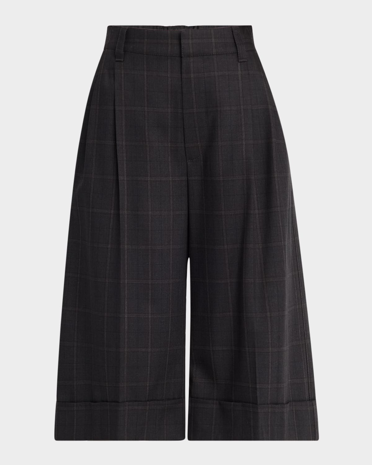 Brunello Cucinelli Windowpane Bermuda Pleated Wool Shorts In Multi